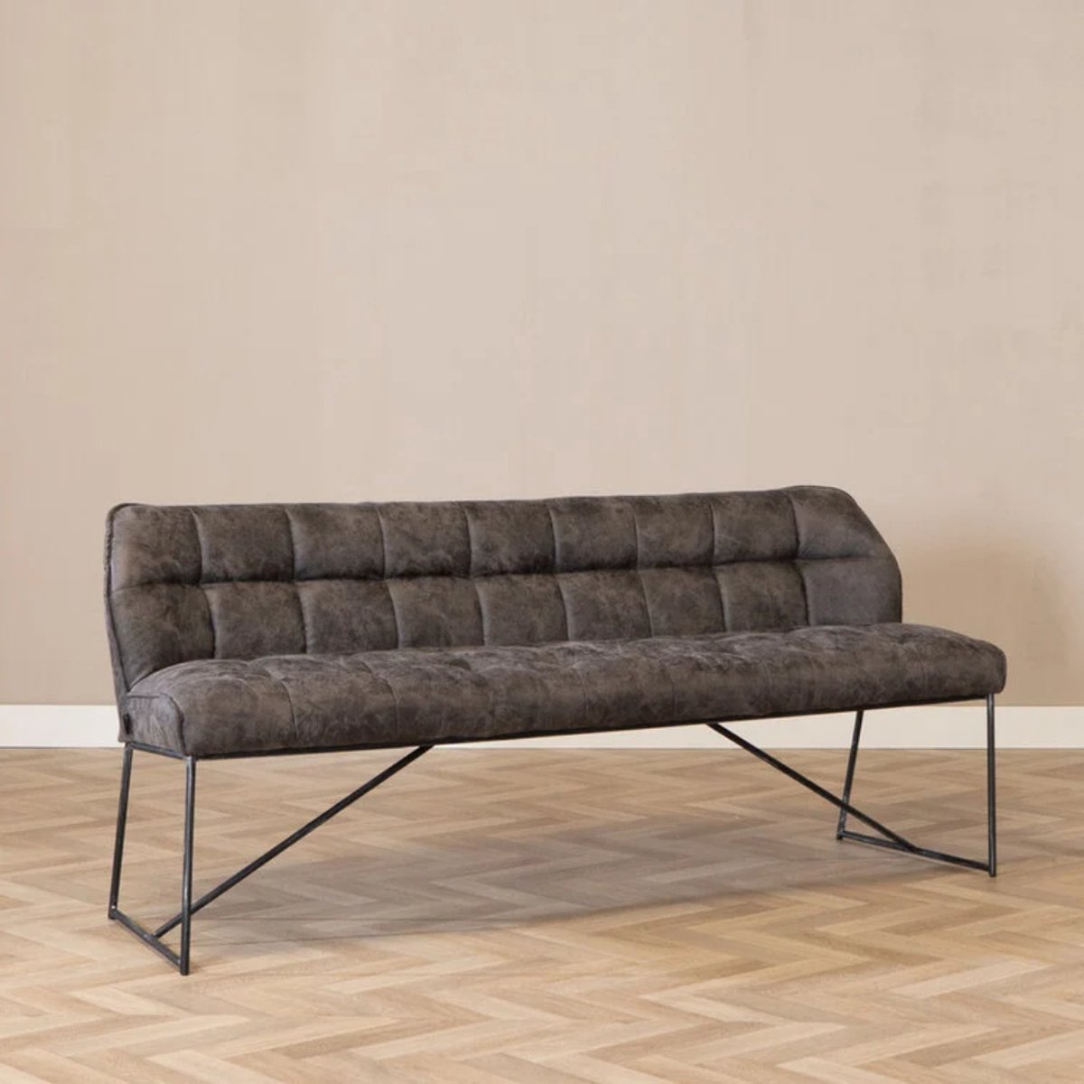 Bronx71 Eetkamerbank Abel antraciet microvezel 155 cm - eettafelbank - eetbank