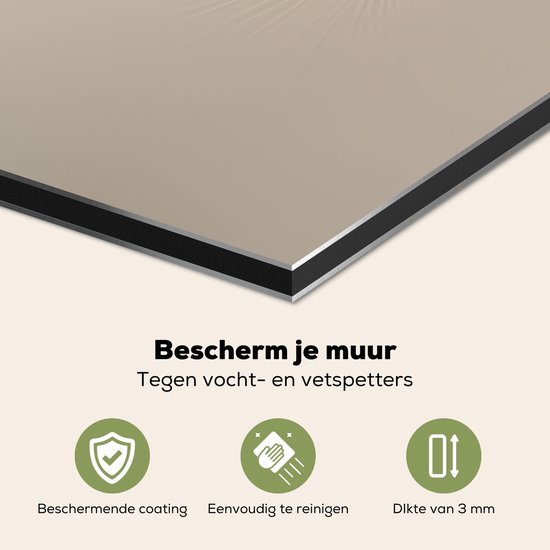 Crédence de Cuisinière en Aluminium 90x60 cm - Japandi - Beige - Moderne - Écran Pare-éclaboussures pour Plaque de Cuisson - Protection Murale