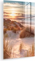 Peinture sur verre - Feuille acrylique - Plage - Mer - Dune - Photo sur verre - Peinture sur verre - Décoration murale - 40x60 cm - Verre acrylique - Peintures de salon