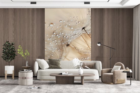 Behang - Fotobehang Paardenbloem - Abstract - Natuur - Beige - Breedte 180 cm x hoogte 280 cm