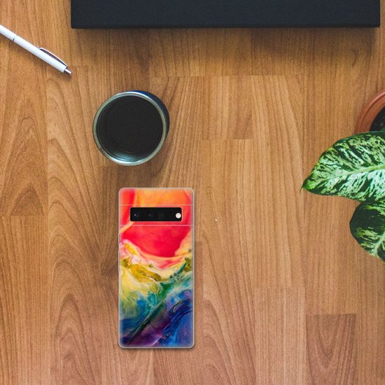 TPU Bumper Silicone Étui Housse pour Google Pixel 6 Pro Coque Aquarelle Noir