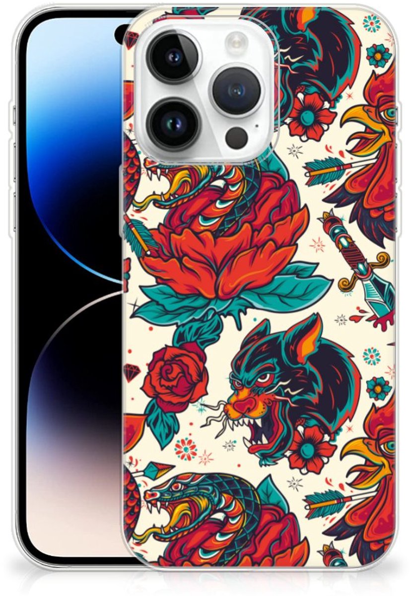 Siliconen Hoesje met foto voor iPhone 14 Pro Max Old Skool