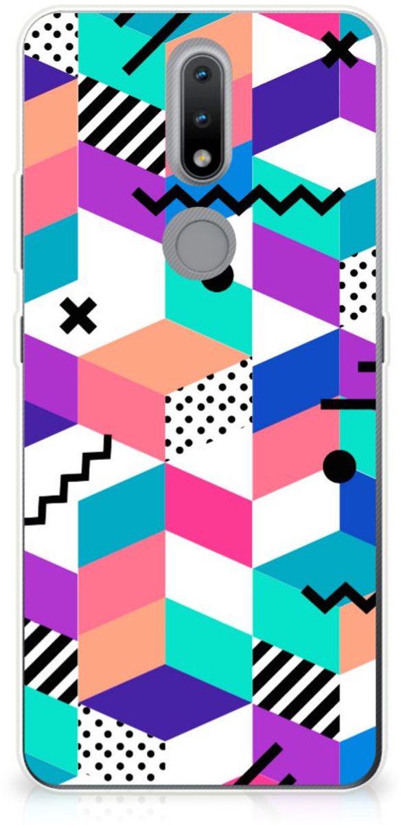 Nokia 2.4 TPU Hoesje Blokken Kleurrijk