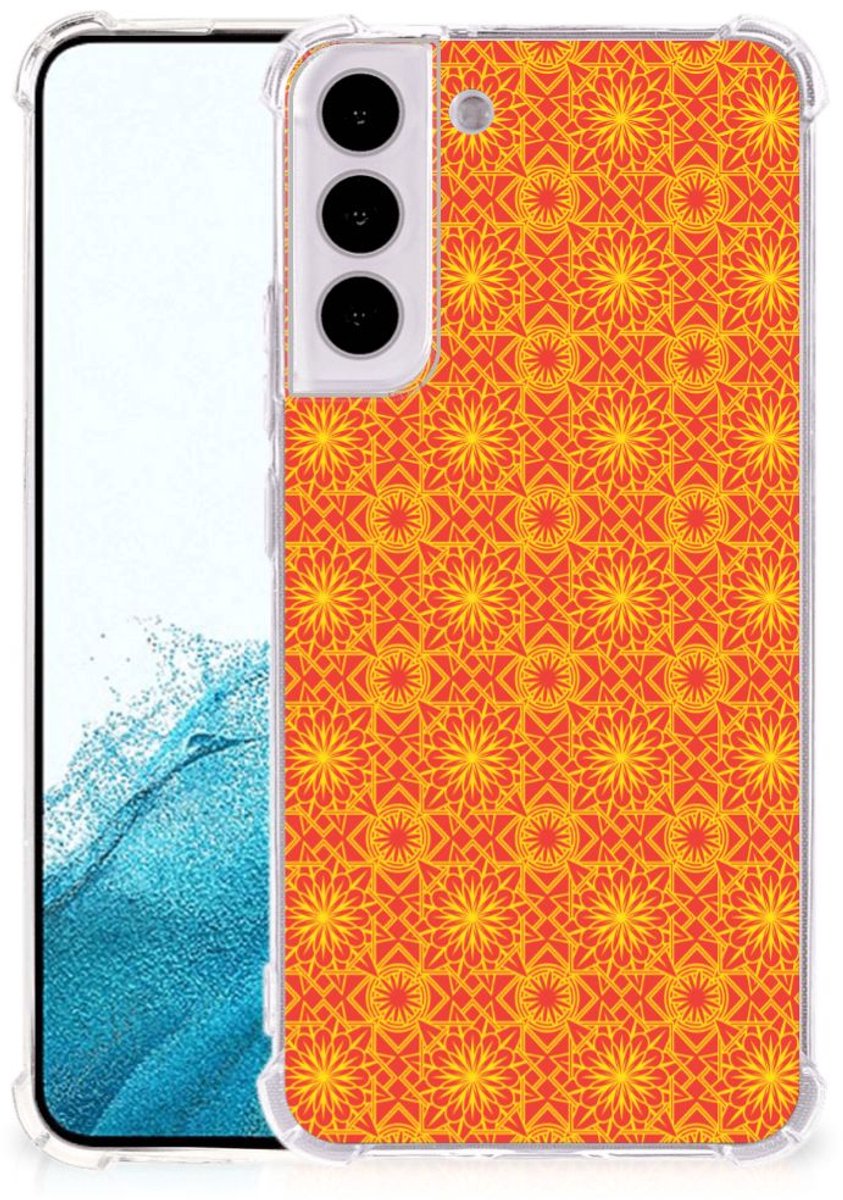 Samsung Galaxy S22 Plus Doorzichtige Silicone Hoesje Batik Oranje
