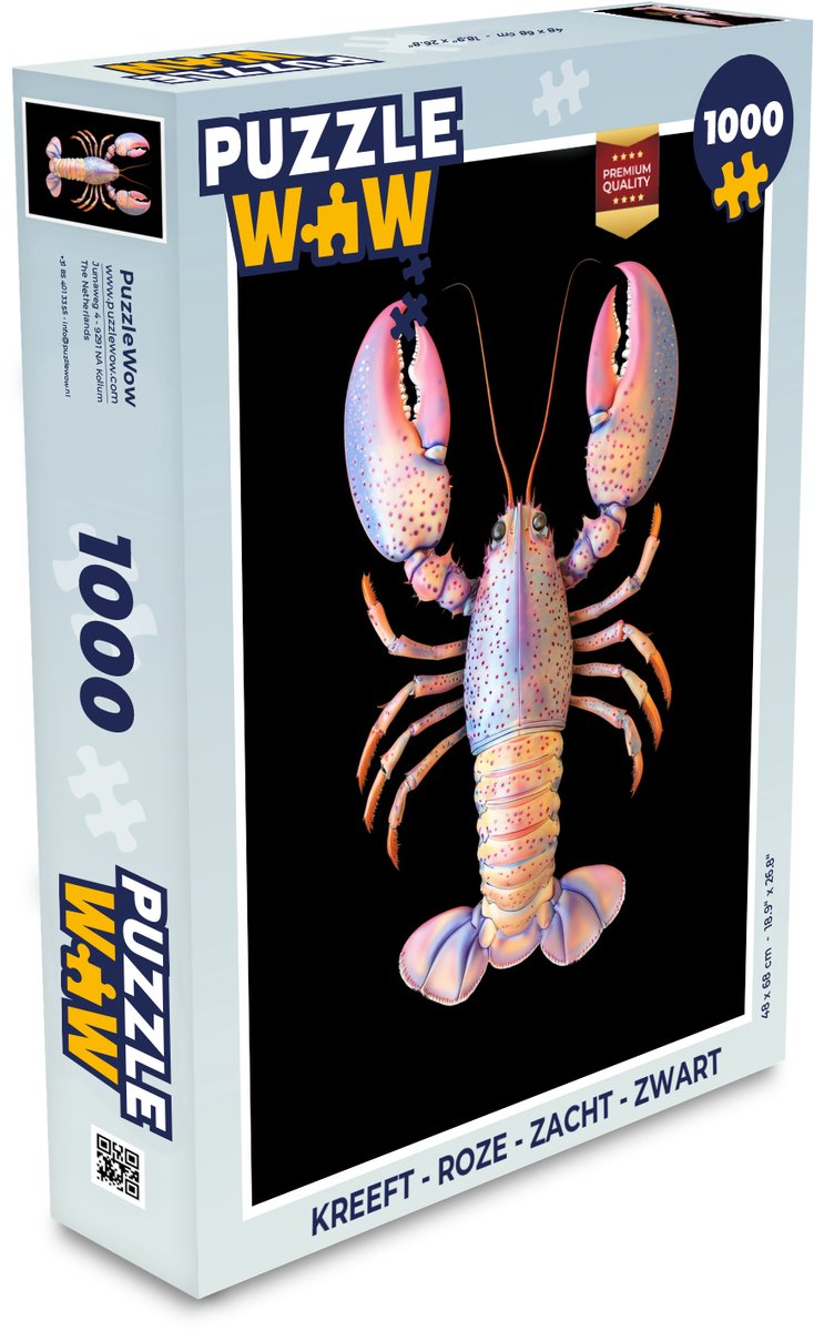 Puzzel Kreeft - Roze - Zacht - Zwart - Legpuzzel - Puzzel 1000 stukjes volwassenen