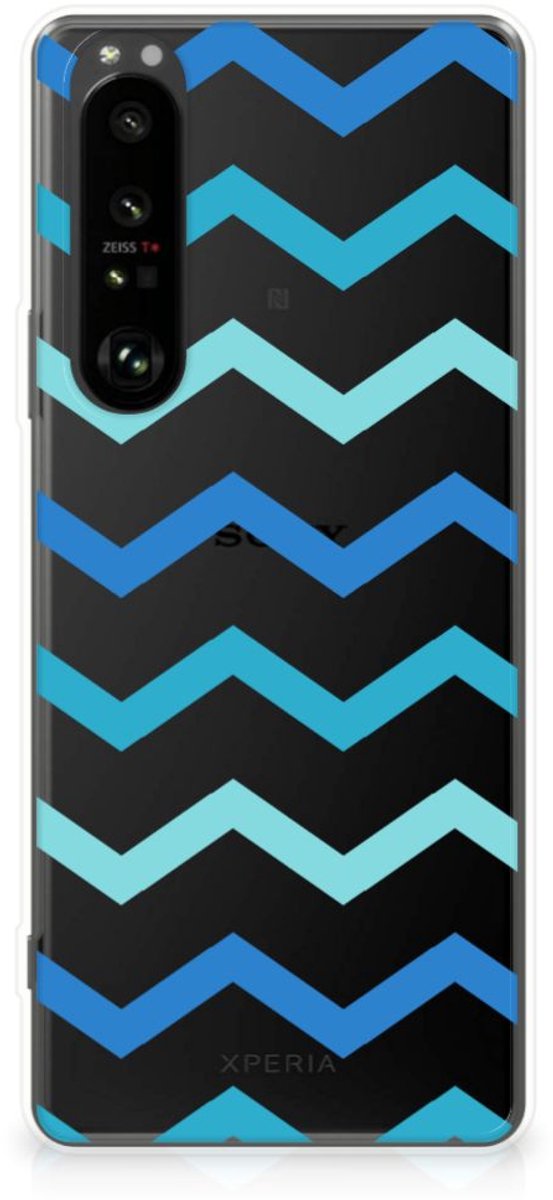 Sony Xperia 1 III TPU bumper Zigzag Blauw