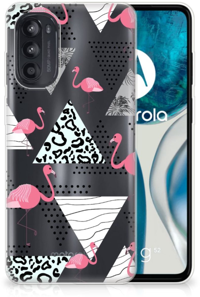 Motorola Moto G52/G82 TPU Hoesje Flamingo Triangle