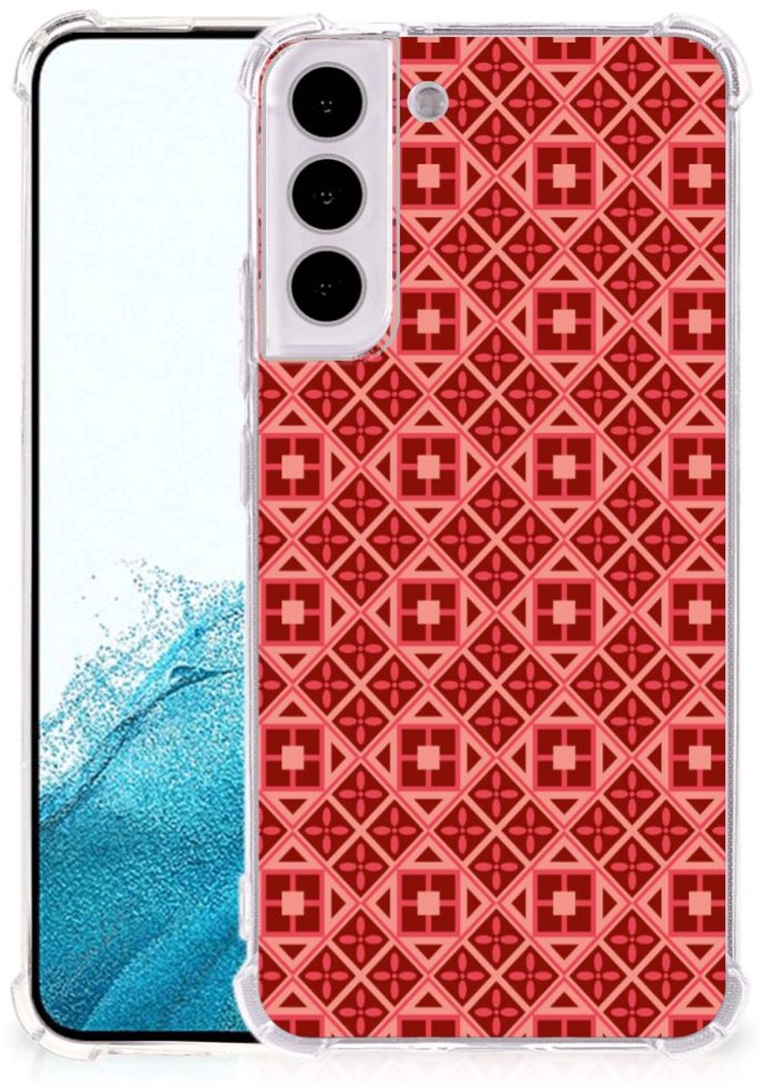 Samsung Galaxy S22 Plus Doorzichtige Silicone Hoesje Batik Rood