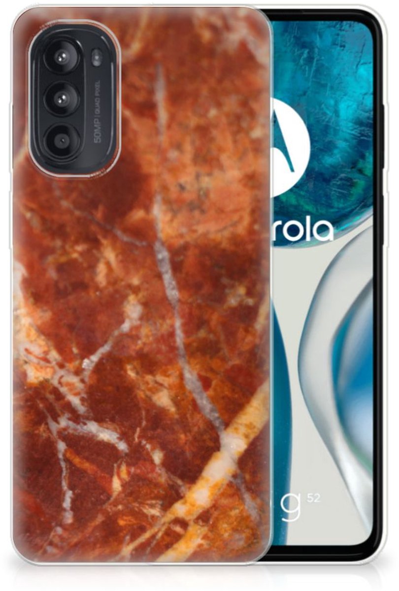 Motorola Moto G52/G82 TPU Siliconen Hoesje Marmer Bruin
