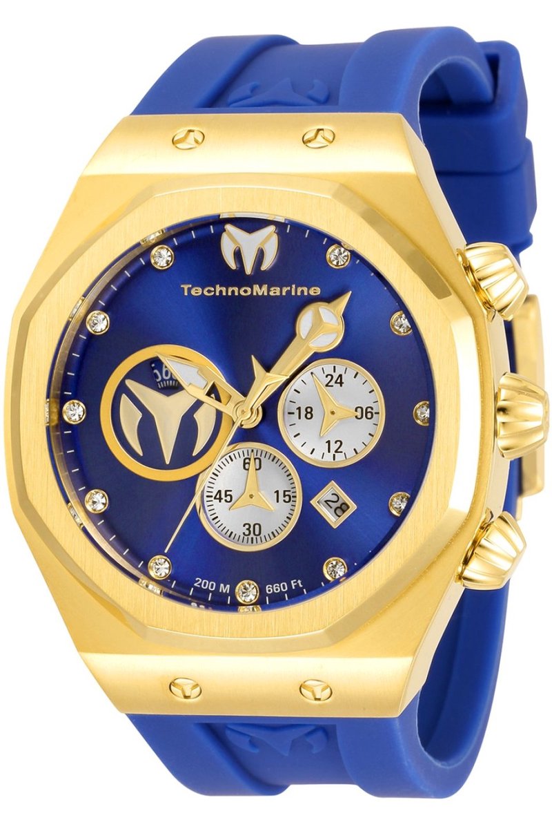 TechnoMarine Reef TM-520003 Heren Horloge - Waterdicht - Analoog - Quartz Uurwerk - Roestvrij Staal met blauwe Wijzerplaat - 45mm