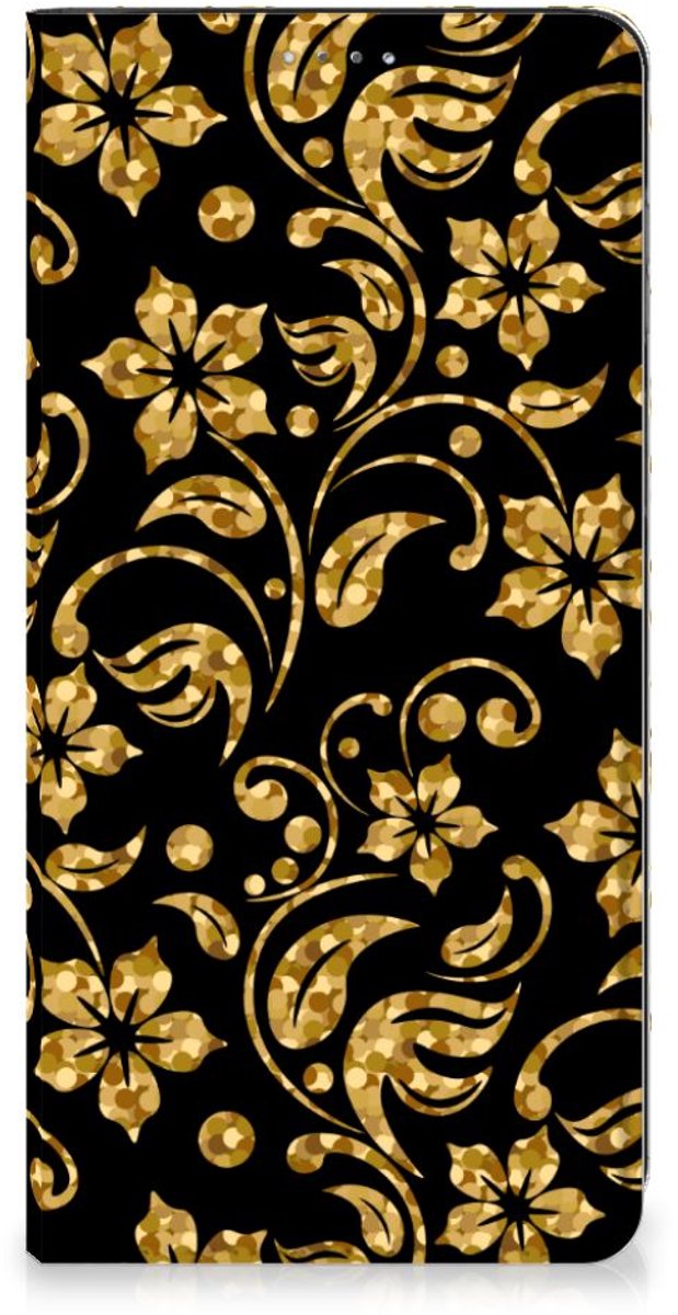 OPPO A17 Smart Cover Gouden Bloemen