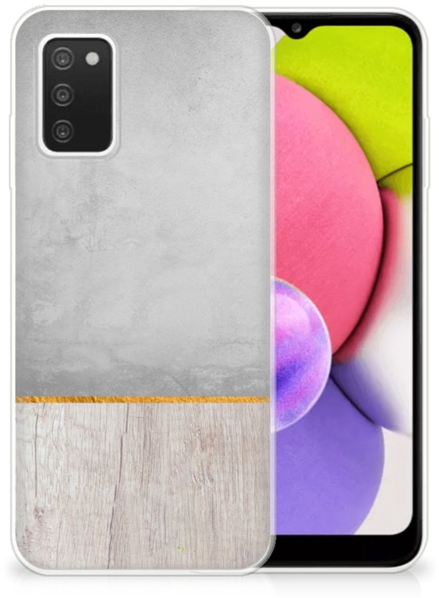 Samsung Galaxy A03S Bumper Hoesje Wood Concrete