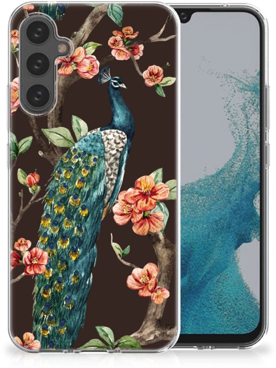 Samsung Galaxy A34 TPU Hoesje Pauw met Bloemen