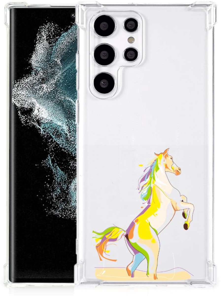 Samsung Galaxy S22 Ultra Stevig Bumper Hoesje Horse Color