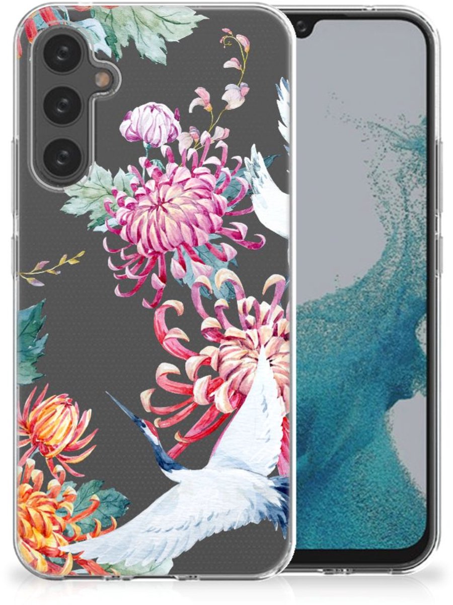 Samsung Galaxy A34 TPU Hoesje Bird Flowers