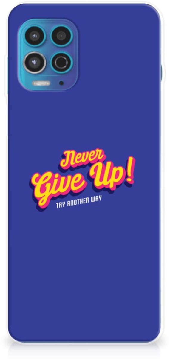 Motorola Moto G100 Siliconen hoesje met naam Never Give Up