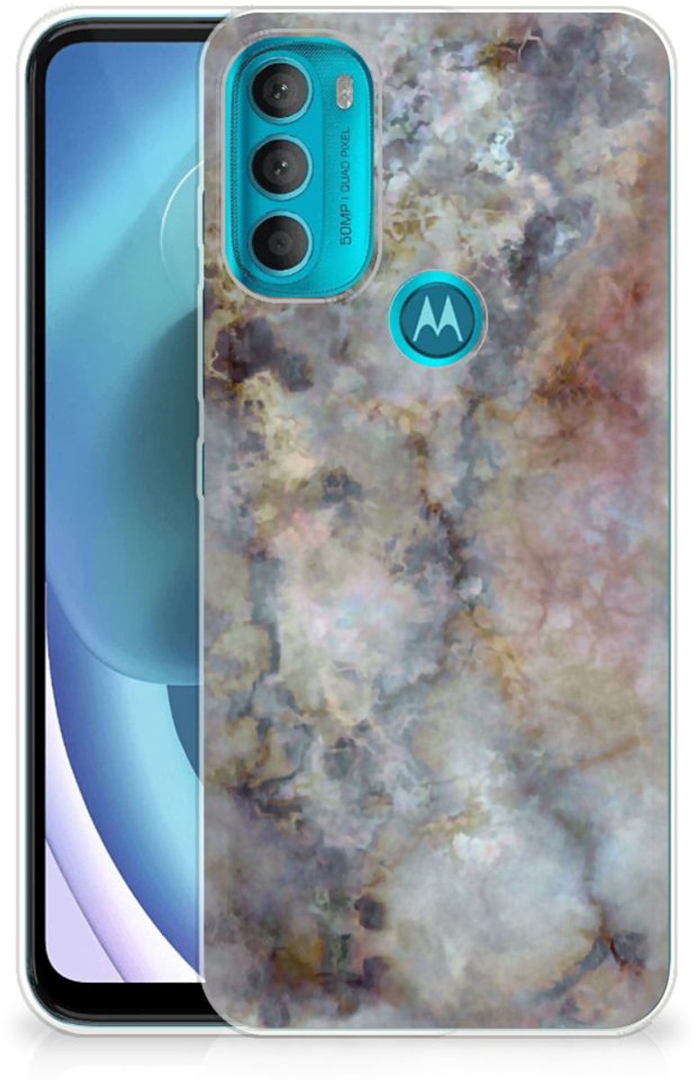 Motorola Moto G71 5G TPU Siliconen Hoesje Marmer Grijs