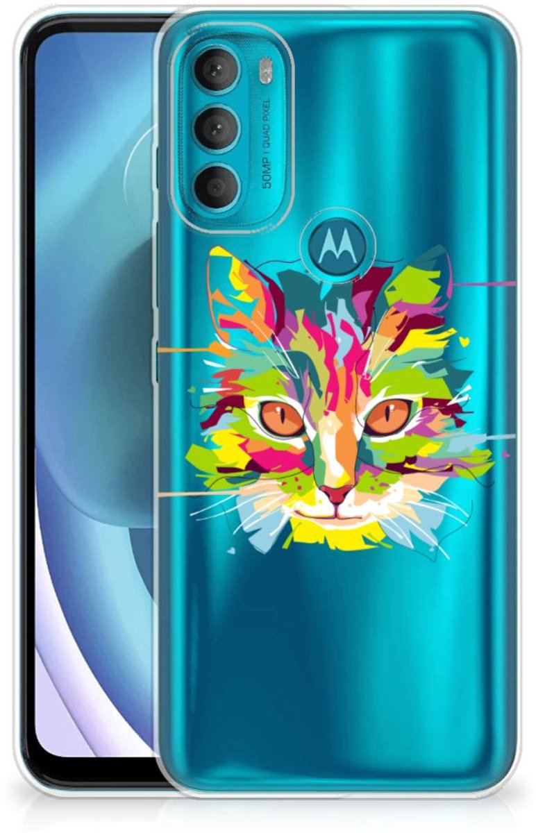 Motorola Moto G71 5G Telefoonhoesje met Naam Cat Color