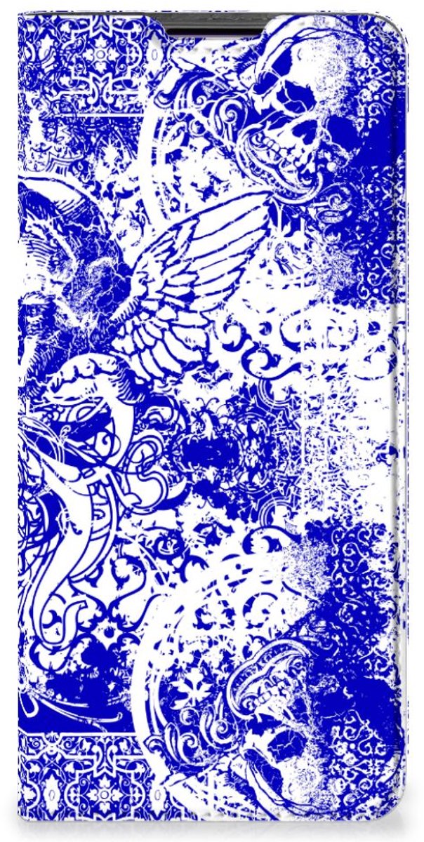 Mobiel BookCase Motorola Edge 30 Pro Angel Skull Blauw