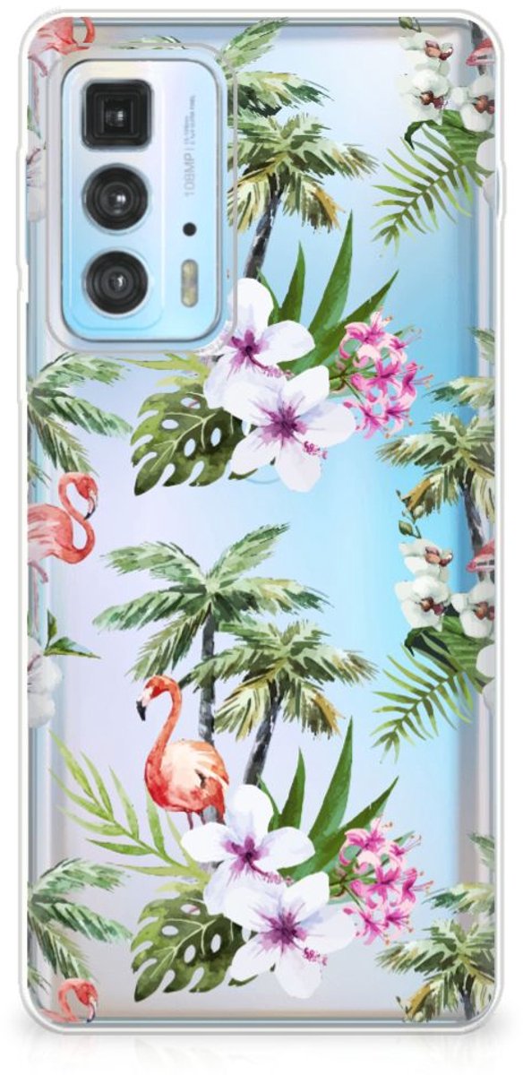 Motorola Edge 20 Pro TPU Hoesje Flamingo Palms