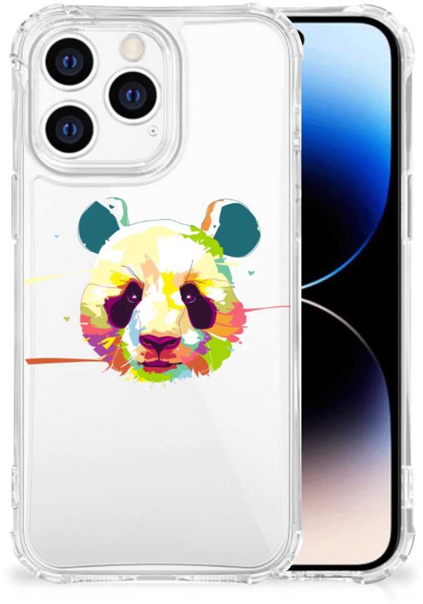 iPhone 14 Pro Stevig Bumper Hoesje Panda Color