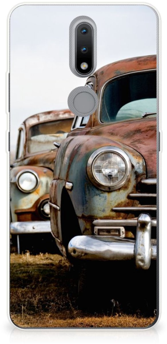 Nokia 2.4 Siliconen Hoesje met foto Vintage Auto