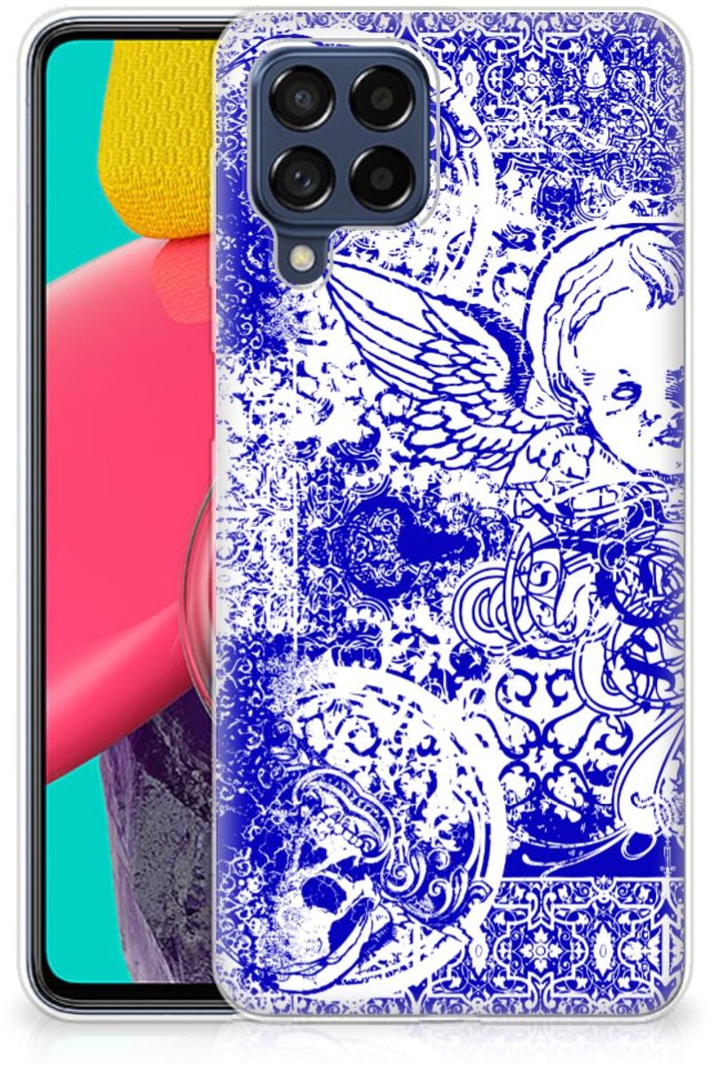 TPU Hoesje voor Silicone Back Case Samsung Galaxy M53 Angel Skull Blauw