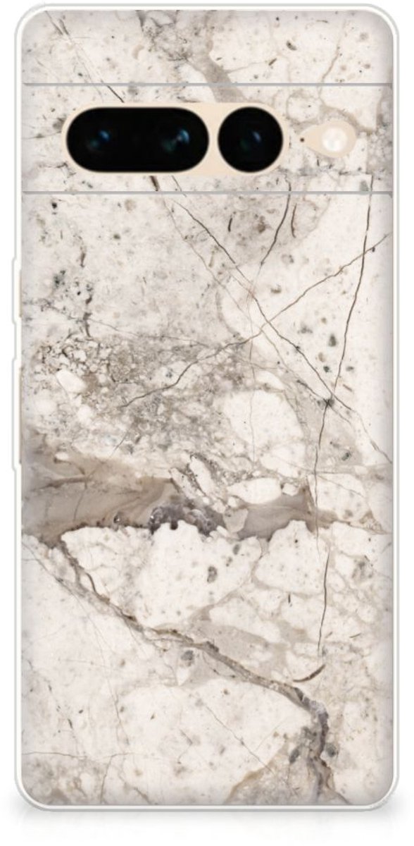 Google Pixel 7 Pro TPU Siliconen Hoesje Marmer Beige