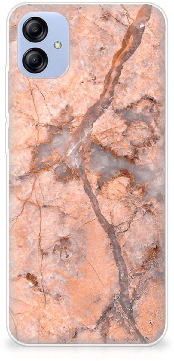 Samsung Galaxy A04e TPU Siliconen Hoesje Marmer Oranje