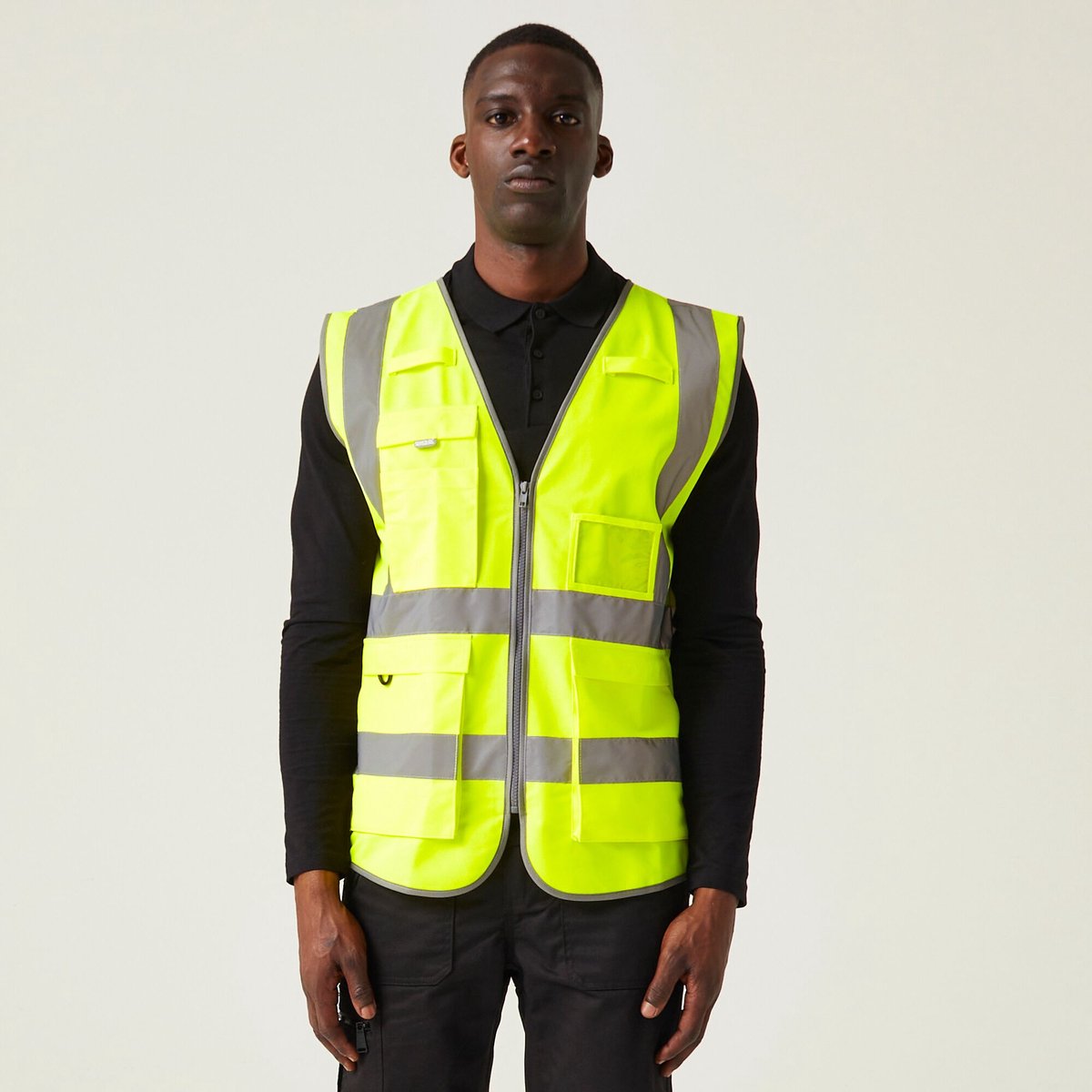 T-shirt Korte Mouwen Hiking Heren Reflecterende Strips Meerdere Zakjes