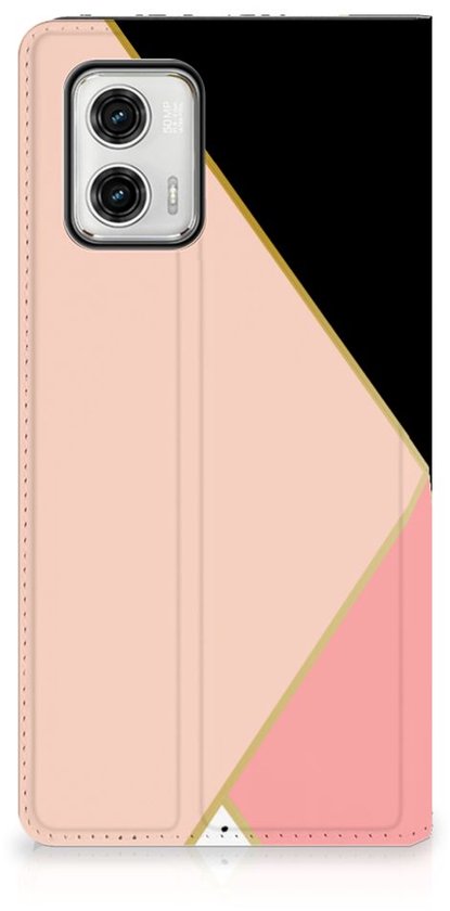 Etui Bookcase Motorola Moto G73 Smart Cover Noir Formes Pink