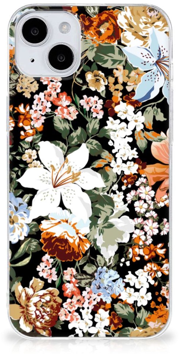 TPU Case voor iPhone 15 Dark Flowers