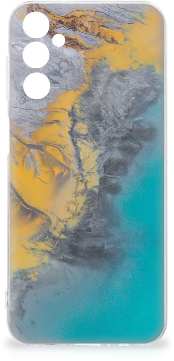Samsung Galaxy M14 TPU Siliconen Hoesje Marble Blue Gold