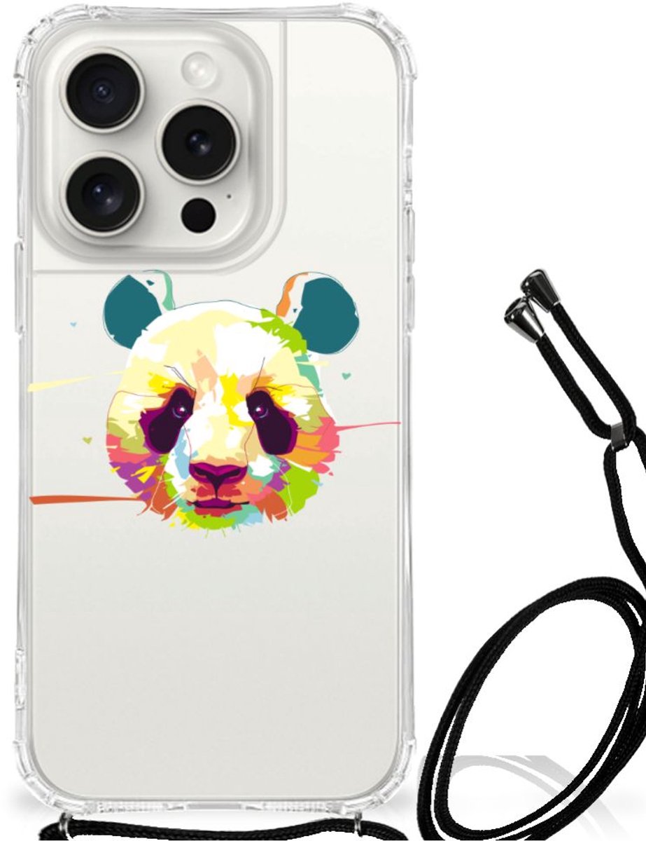 iPhone 15 Pro Stevig Bumper Hoesje Panda Color