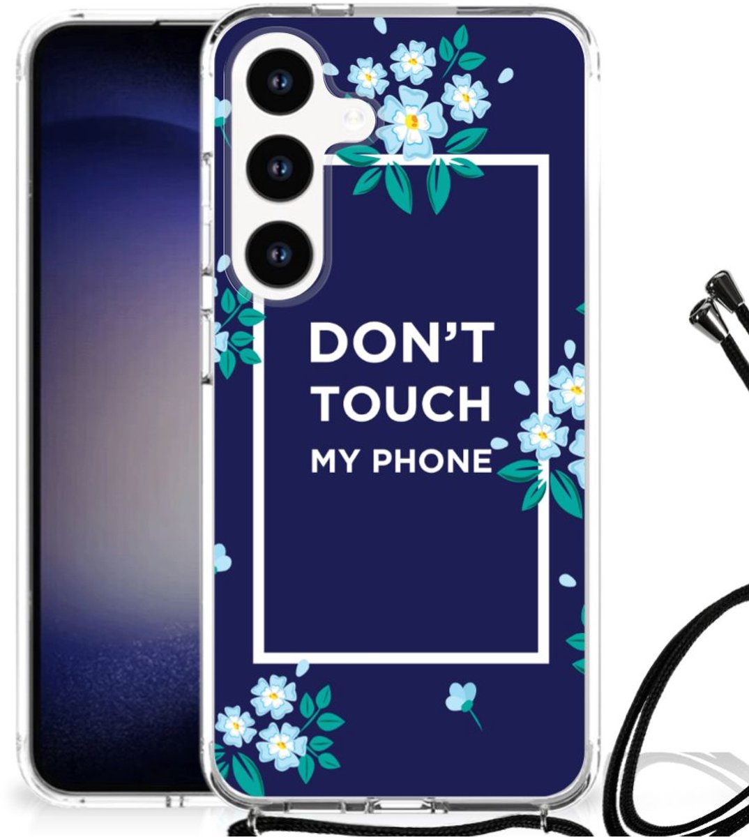 Samsung Galaxy S24 Anti Shock Case Flowers Blue DTMP