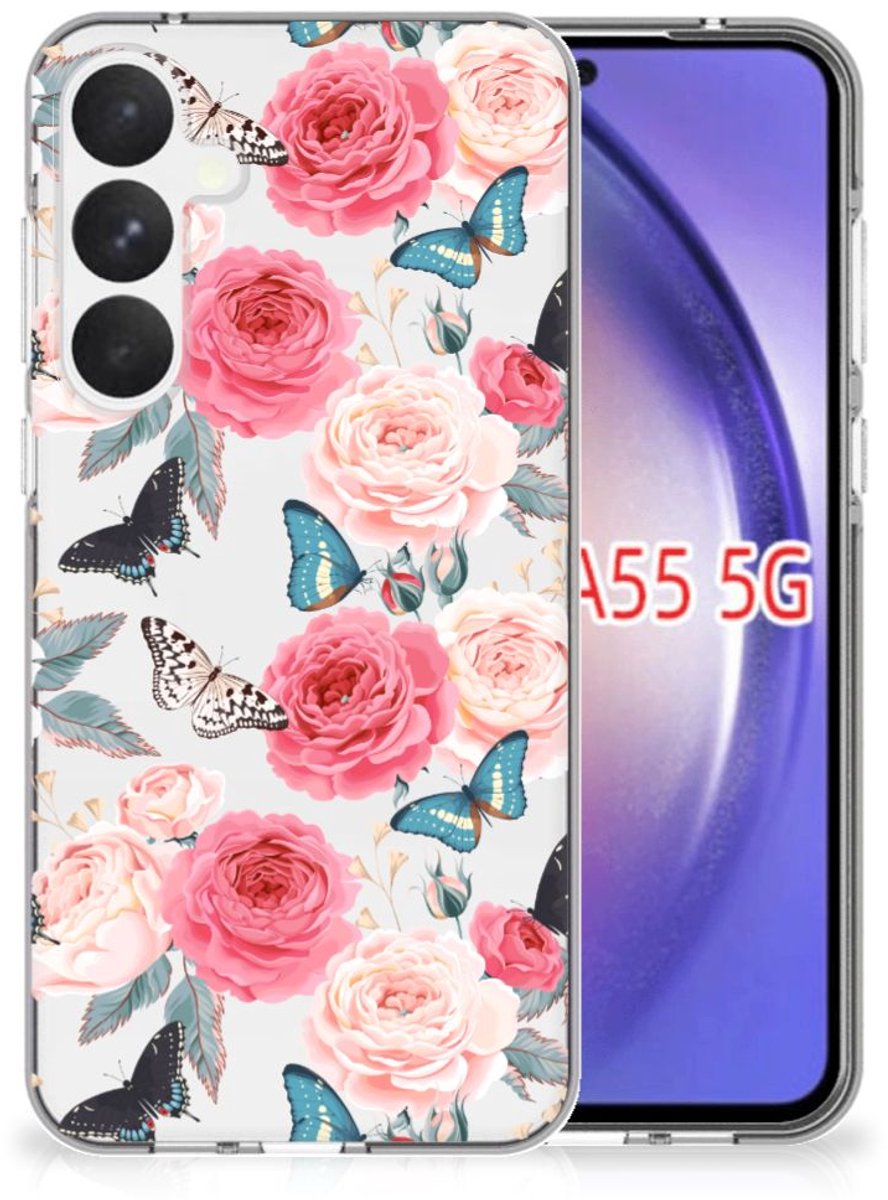 Samsung Galaxy A55 TPU Case Butterfly Roses