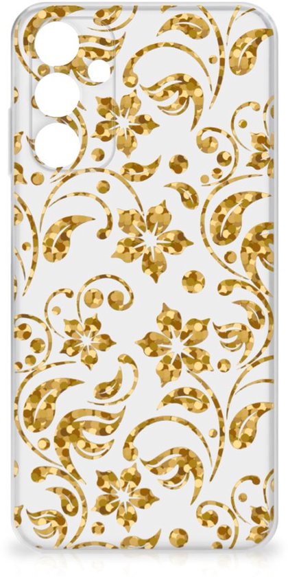 Samsung Galaxy A15 TPU Case Gouden Bloemen