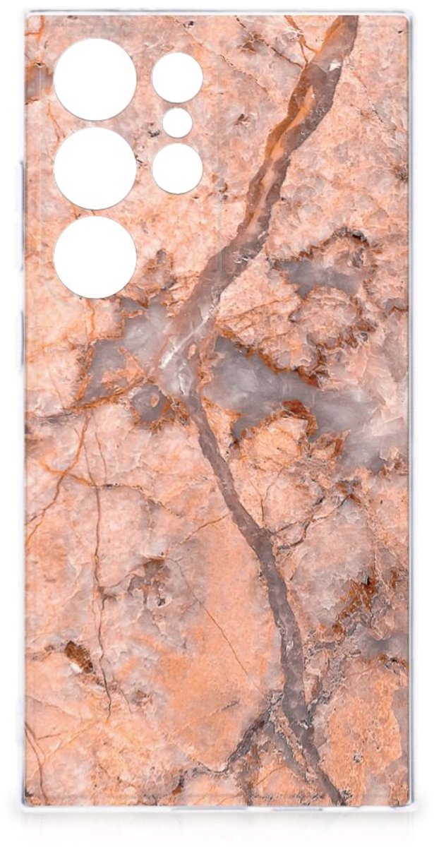 Samsung Galaxy S24 Ultra TPU Siliconen Hoesje Marmer Oranje