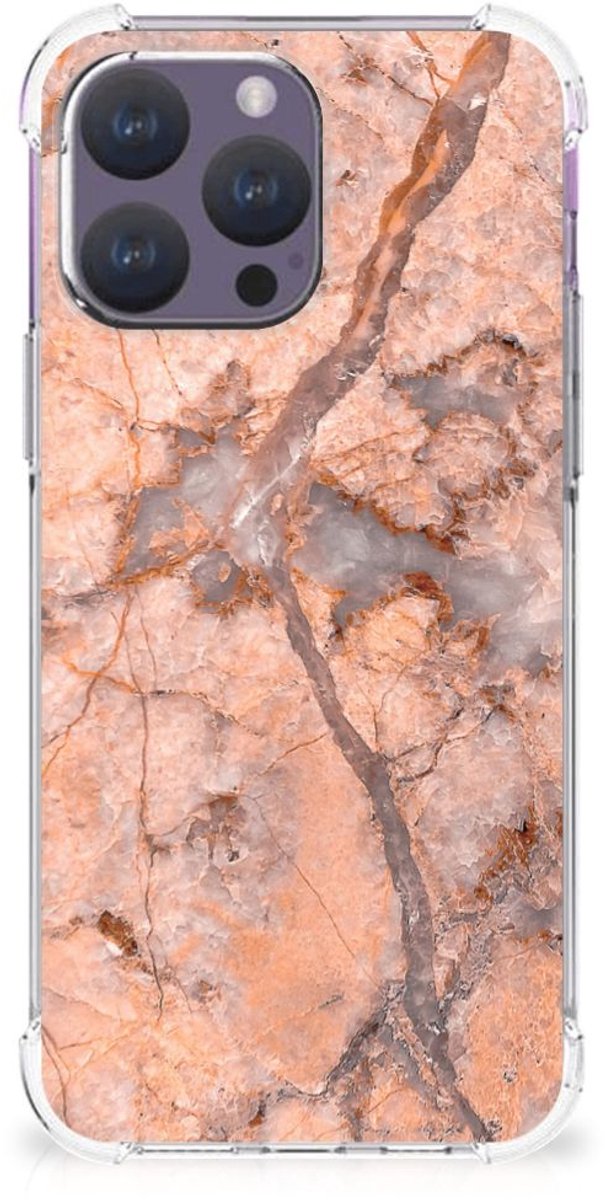 iPhone 15 Pro Max Anti-Shock Hoesje Marmer Oranje