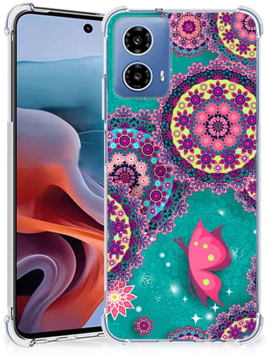 Back Cover voor Motorola Moto G34 Back Cover Cirkels en Vlinders