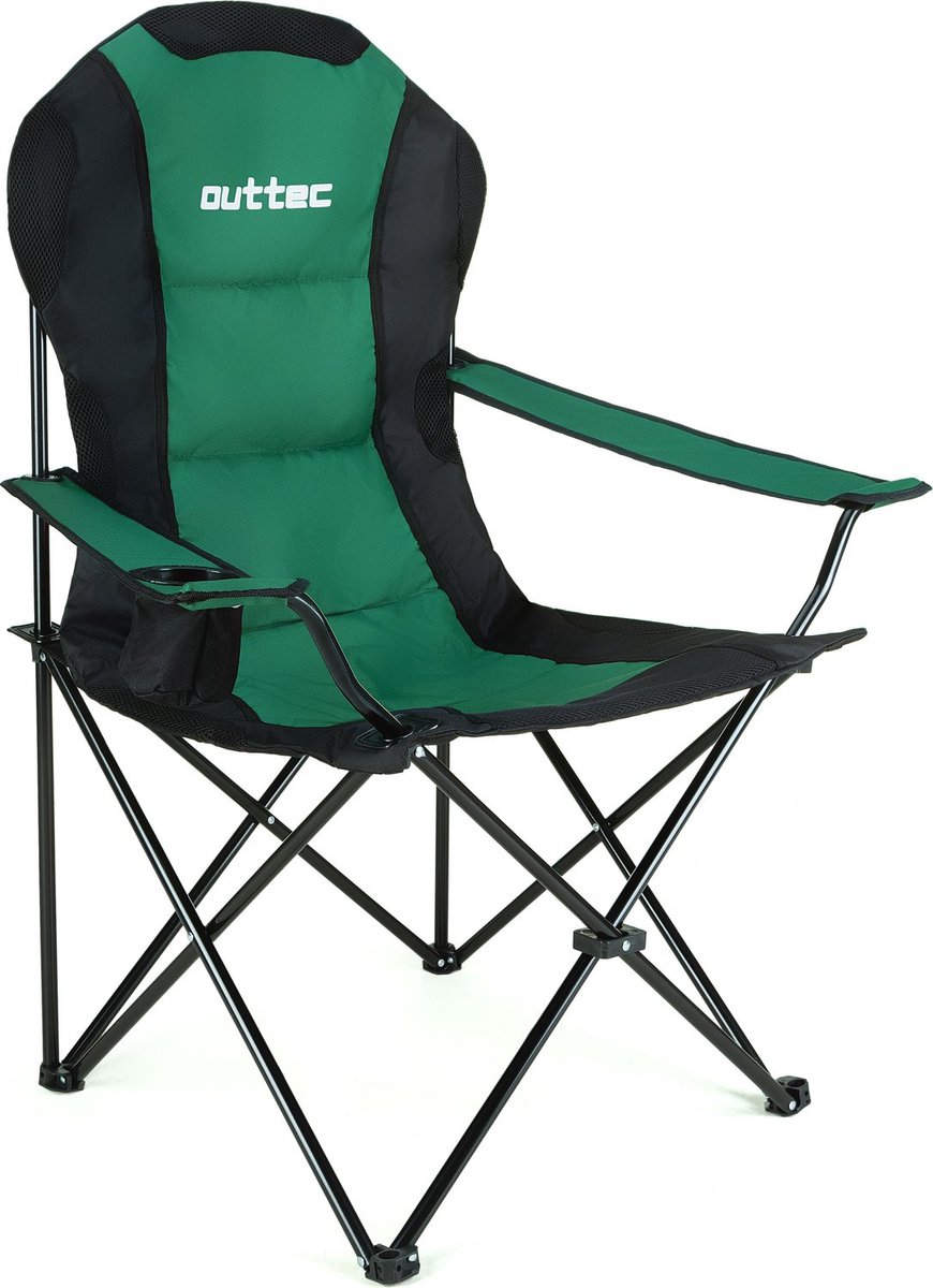 Outtec® Campingstoel - tot 130kg - Bekerhouder & Draagtas - Visstoel, Vouwstoel, Vouwstoel, Tuinstoel, Lichte Campingstoel, Strandstoel