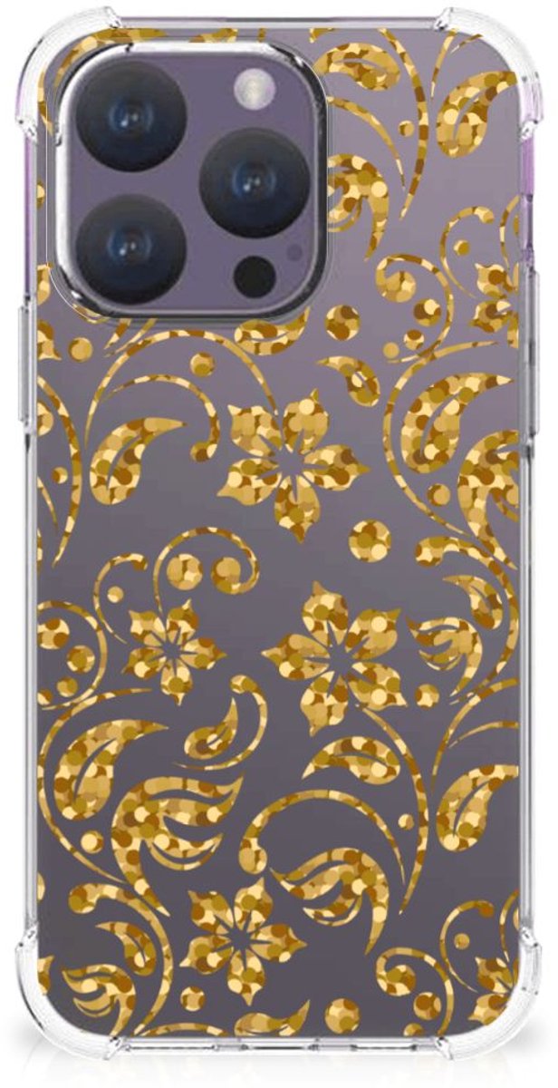 iPhone 15 Pro Case Gouden Bloemen