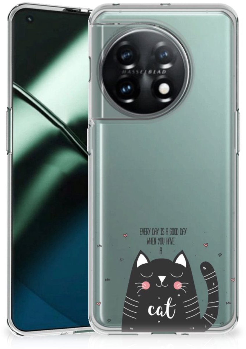 OnePlus 11 Telefoonhoesje met Naam Cat Good Day