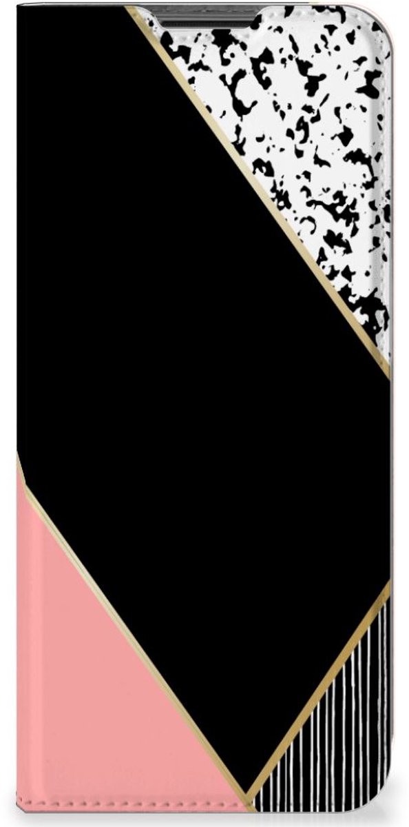 Nokia G50 Stand Case Zwart Roze Vormen