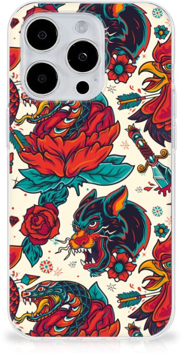Siliconen Hoesje met foto voor iPhone 15 Pro Old Skool