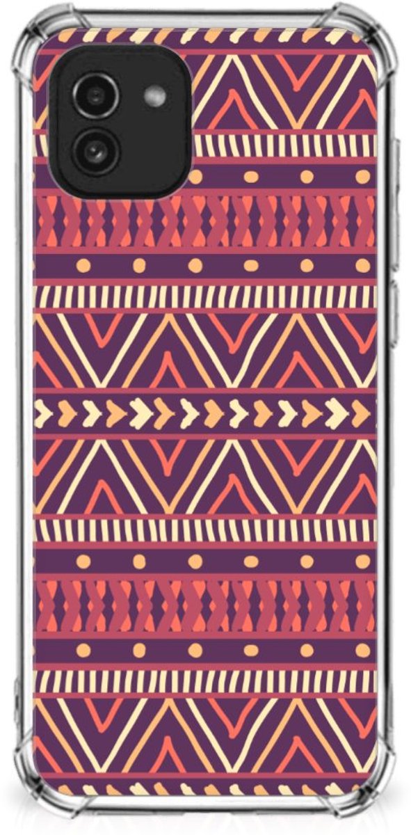 Samsung Galaxy A03 Doorzichtige Silicone Hoesje Aztec Paars