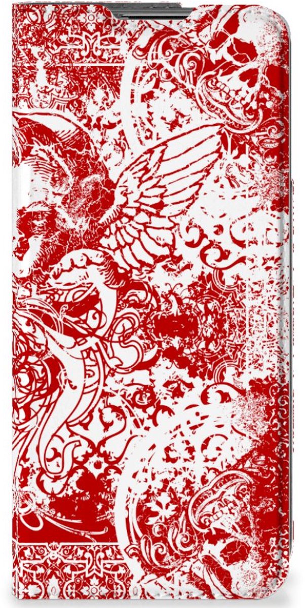Mobiel BookCase OnePlus Nord CE 2 5G Angel Skull Rood