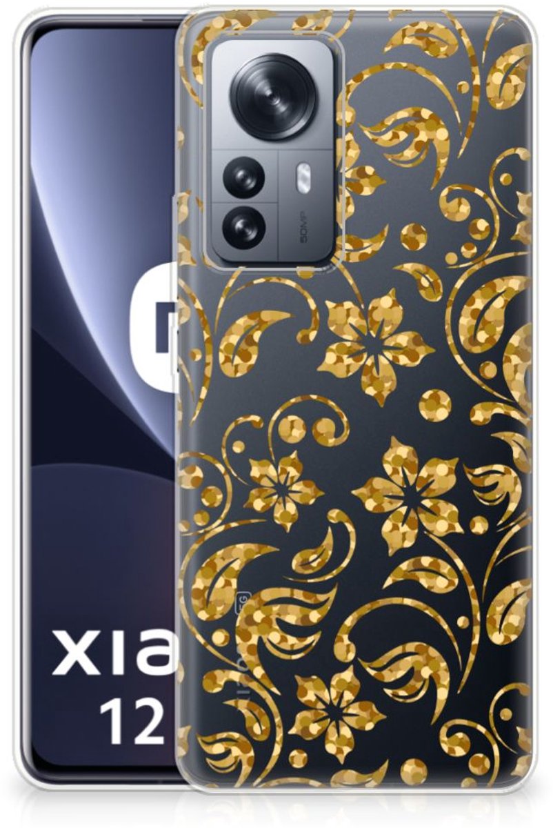 Xiaomi 12 Pro TPU Case Gouden Bloemen