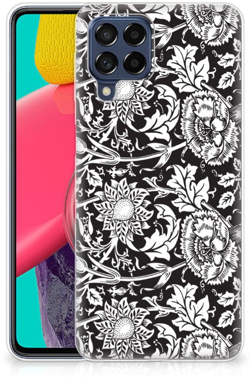 Samsung Galaxy M53 TPU Case Black Flowers