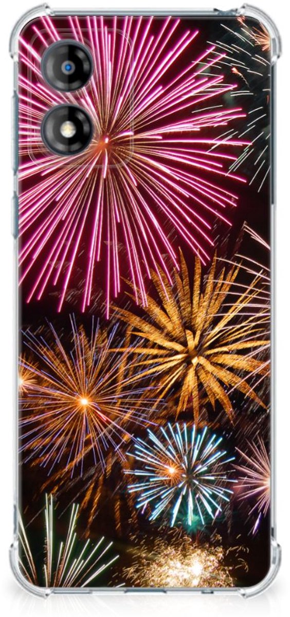 Back Cover voor Motorola Moto E13 Anti Shock Bumper Case Vuurwerk